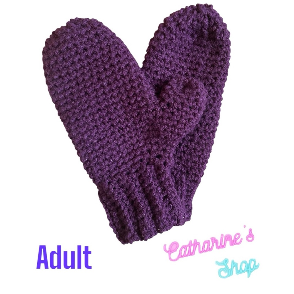 Handmade Crochet Adult Mitts - Wine